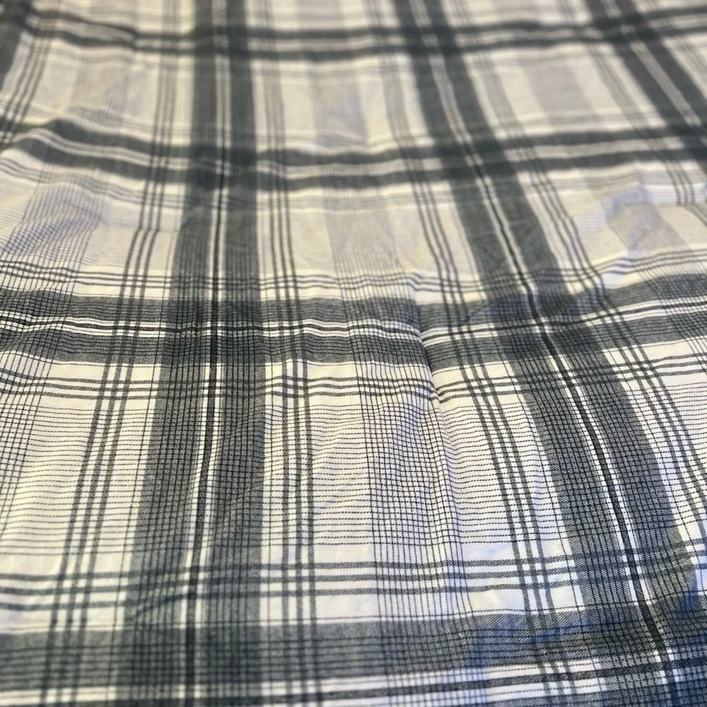 Brooks Brothers Twin Plaid Cotton Flannel Comforter And Sham Gray White EUC